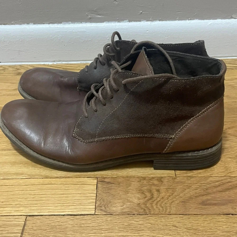 Steve Madden Garisonn Men's 12M Dark Brown Leather Suede‎ Lace Up Chukka Boots